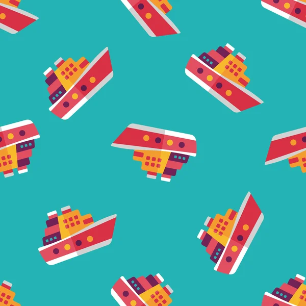 交通機関のフェリー フラット アイコン、eps10 のシームレスなパターン背景 — ストックベクタ