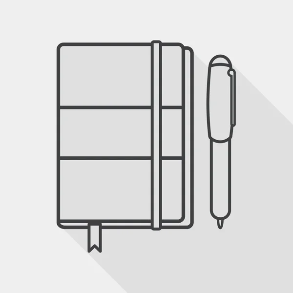 Portátil icono plano con sombra larga, icono de línea — Vector de stock