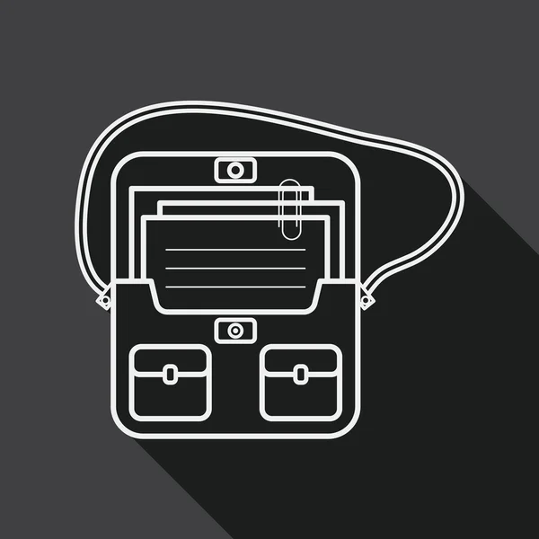 Serviette sac d'école icône plate avec ombre longue, icône de ligne — Image vectorielle