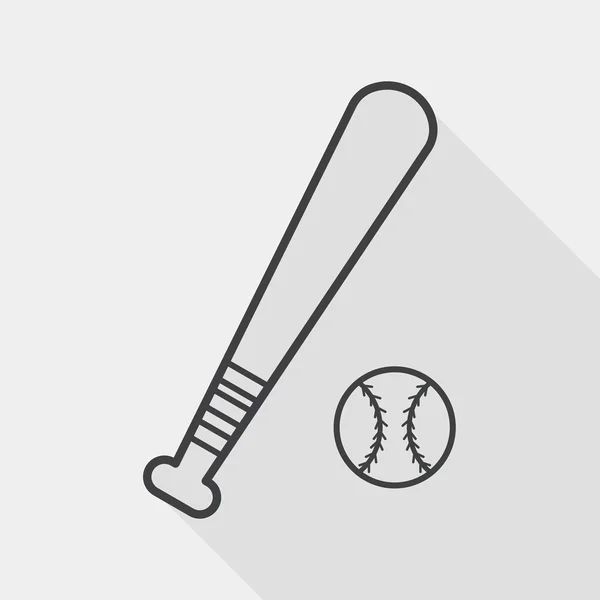 Baseball icône plate avec ombre longue, icône de ligne — Image vectorielle