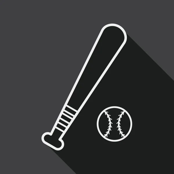 Béisbol icono plano con sombra larga, icono de línea — Vector de stock