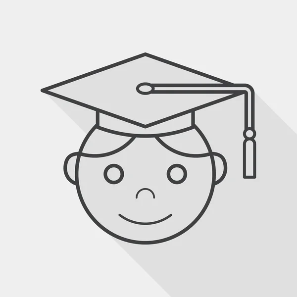 Graduation Man ícone plano com sombra longa, ícone de linha —  Vetores de Stock