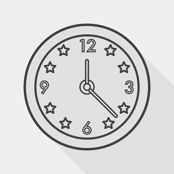 Reloj icono plano con sombra larga, icono de línea — Vector de stock