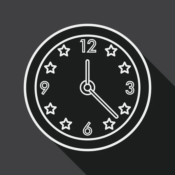 Uhr flaches Symbol mit langem Schatten, Liniensymbol — Stockvektor