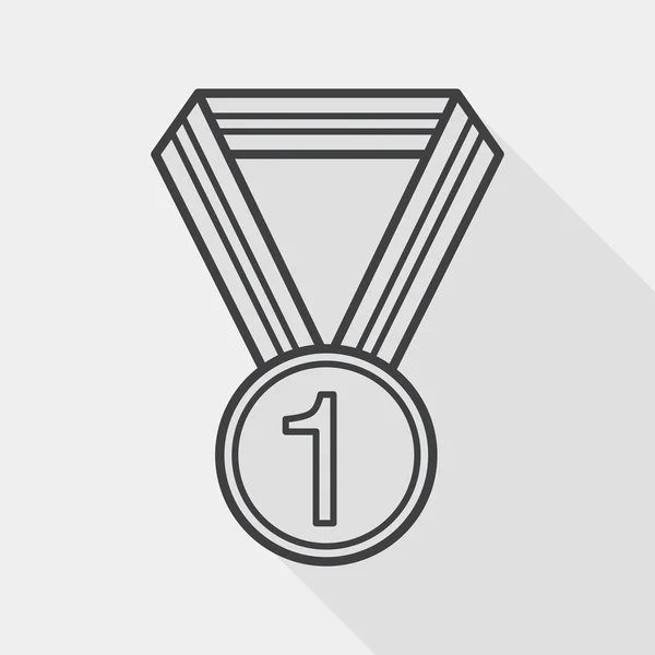 Μετάλλιο επίπεδη εικόνα με πολύ σκιά, γραμμή εικονίδιο — Διανυσματικό Αρχείο