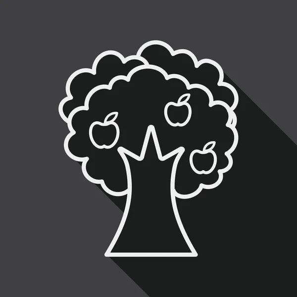 Apple boom-vlakke pictogram met lange schaduw, lijn pictogram — Stockvector