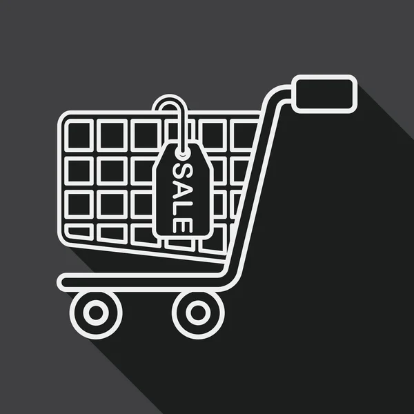 Shopping cart flat ikonen med långa skugga, linje-ikonen — Stock vektor