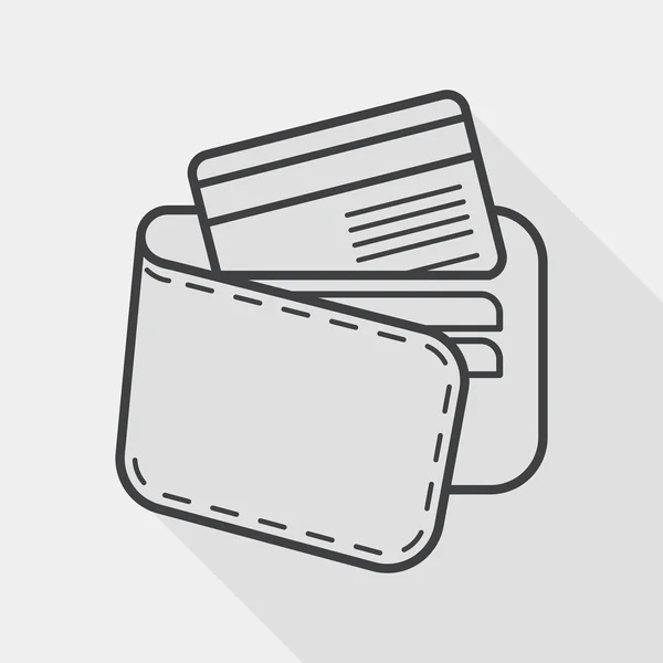 Shopping wallet icona piatta con lunga ombra, icona linea — Vettoriale Stock