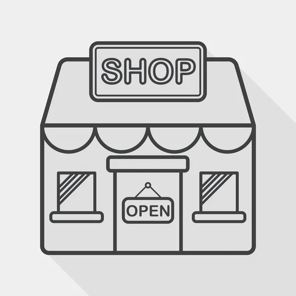 Loja de compras ícone plano com sombra longa, ícone de linha — Vetor de Stock