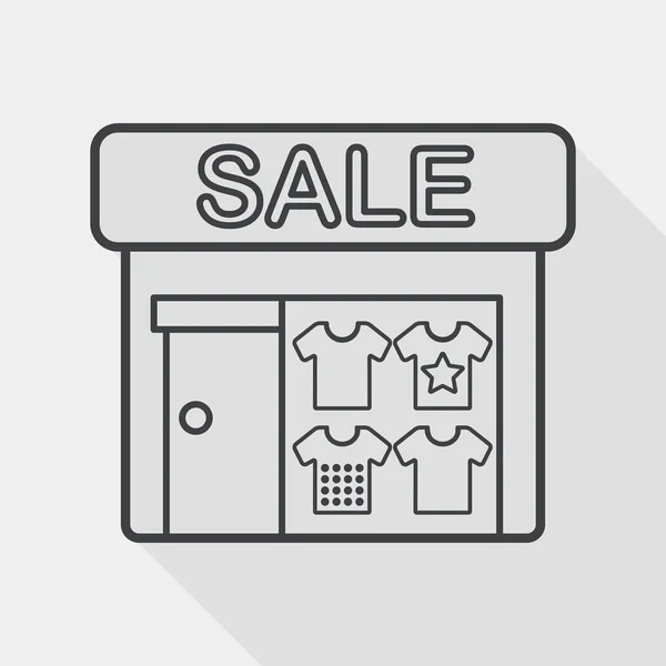 VENTA icono plano tienda con sombra larga, icono de línea — Vector de stock