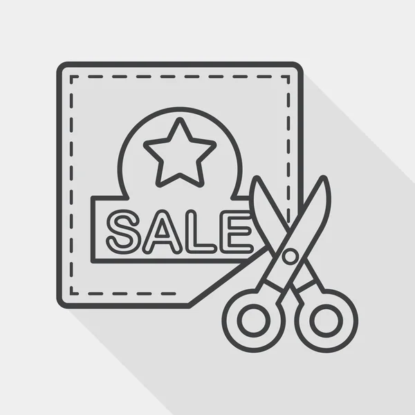 Shopping sale coupon flat icon with long shadow, line icon — Stock Vector