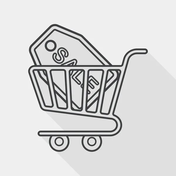 Shopping cart flat icon with long shadow, line icon — Stock Vector