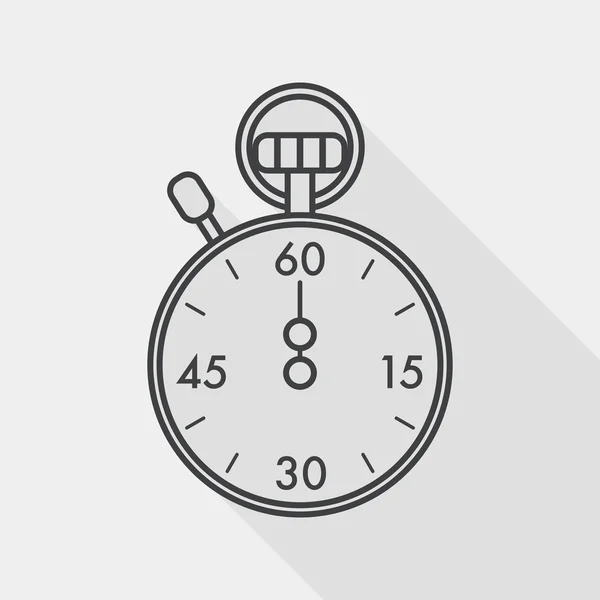 Cronómetro icono plano con sombra larga, icono de línea — Archivo Imágenes Vectoriales