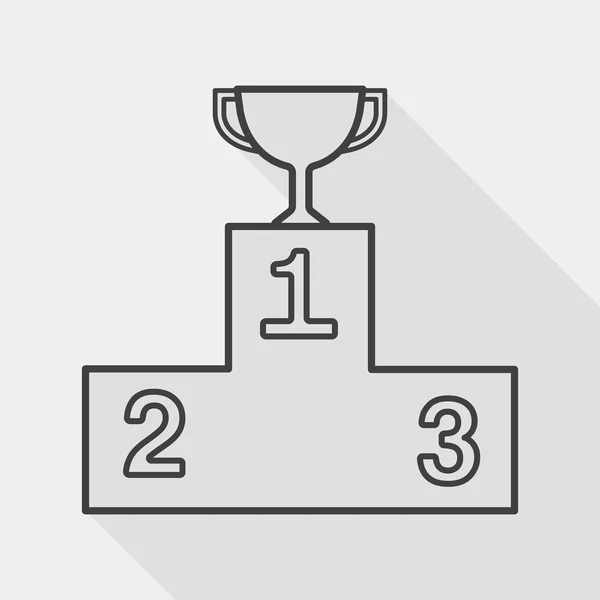 Trofee Cup platte pictogram met lange schaduw, lijn pictogram — Stockvector