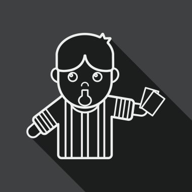 Futbol hakem düz simgesi ile uzun gölge, satırı simgesi