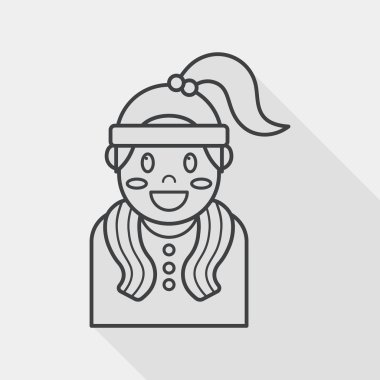 Sportif kız düz simgesi ile uzun gölge, satırı simgesi