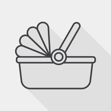 Bebek beşik yatak düz simgesiyle uzun gölge, satırı simgesi