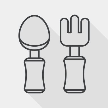 Uzun Gölge, satırı simgesi düz simgesiyle dishware ve çatal bıçak takımı