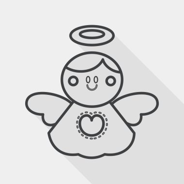 melek düz simgesiyle uzun gölge, eps 10, satırı simgesi