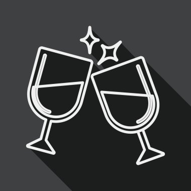 Martini cam alkış düz simgesiyle uzun gölge, satırı simgesi