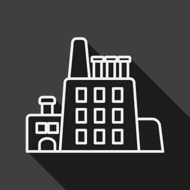 Bina Fabrika düz simgesi ile uzun gölge, satırı simgesi