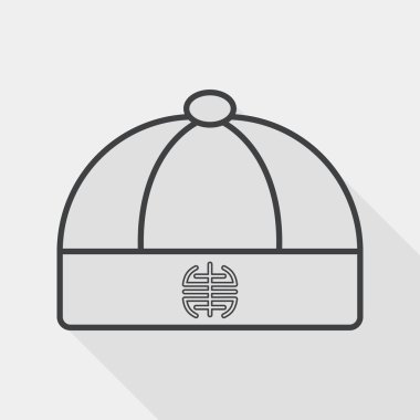 Çin şapka düz simgesi ile uzun gölge, satırı simgesi