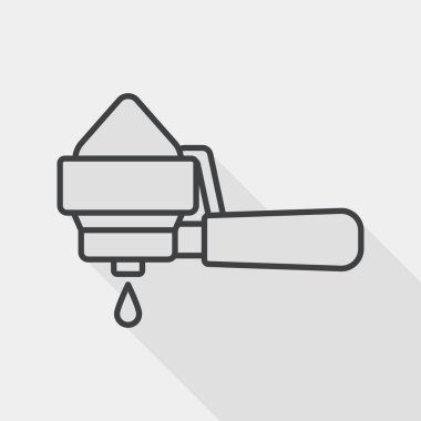 Öğütme kahve makinesi düz simgesiyle uzun gölge, satırı simgesi