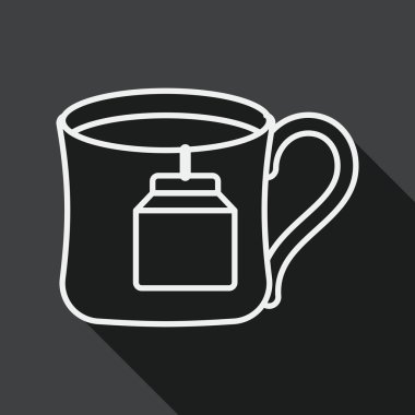 teabag düz simgesi ile uzun gölge, satırı simgesi