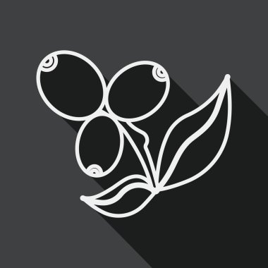 kahve meyve düz simgesi ile uzun gölge, satırı simgesi