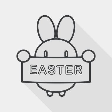 Paskalya tavşanı düz simgesi ile uzun gölge, satırı simgesi