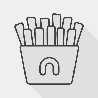 patates kızartması uzun gölge, satırı simgesi simgesi düz