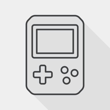 Taşınabilir oyun konsolları düz simgesi ile uzun gölge, satırı simgesi