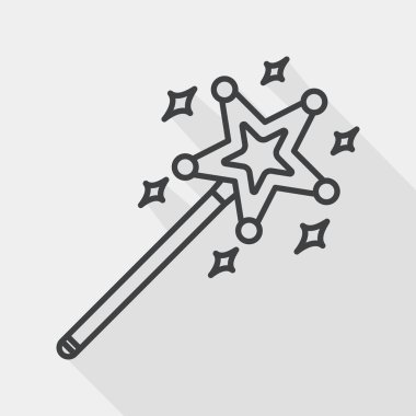 sihirli değnek düz simgesi ile uzun gölge, satırı simgesi