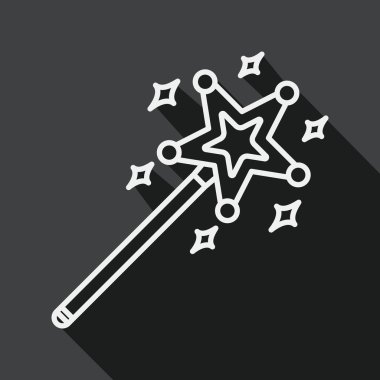 sihirli değnek düz simgesi ile uzun gölge, satırı simgesi