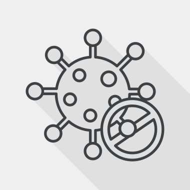 virüs düz simgesi ile uzun gölge, satırı simgesi