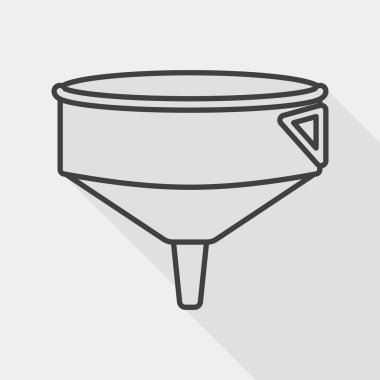 mutfak eşyaları huni düz simgesi ile uzun gölge, satırı simgesi