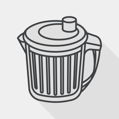 mutfak eşyaları çöp düz simgesi ile uzun gölge, satırı simgesi