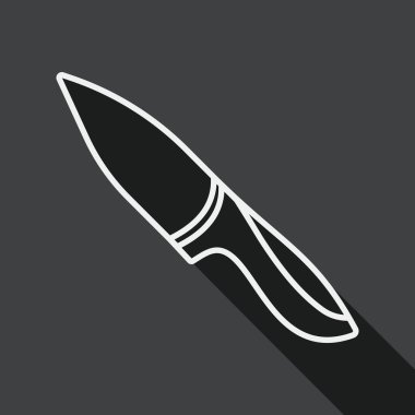 mutfak eşyaları meyve bıçağı düz simgesi ile uzun gölge, satırı simgesi