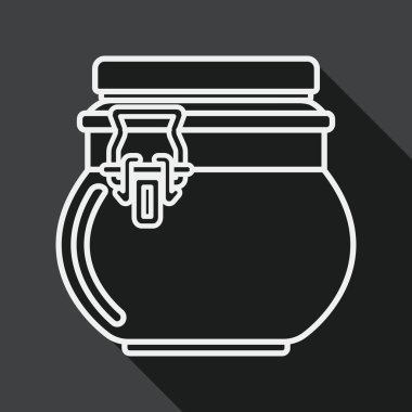 kapsayıcı düz simgesi uzun gölge, eps1, satırı simgesi ile koruyarak mutfak eşyaları