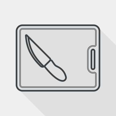 Uzun Gölge,, satırı simgesi ile yönetim kurulu ve bıçak düz simgesi doğrama mutfak eşyaları