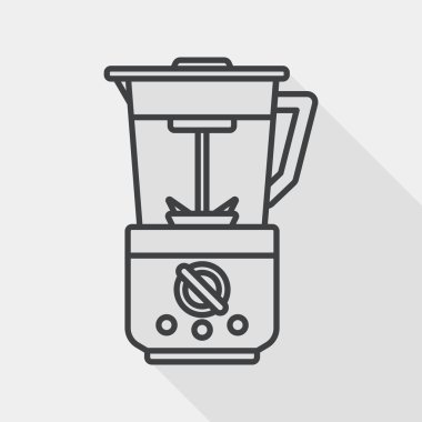 mutfak eşyaları elektrikli meyve sıkacağı düz simgesi ile uzun gölge, satırı simgesi