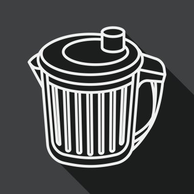 mutfak eşyaları çöp düz simgesi ile uzun gölge, satırı simgesi