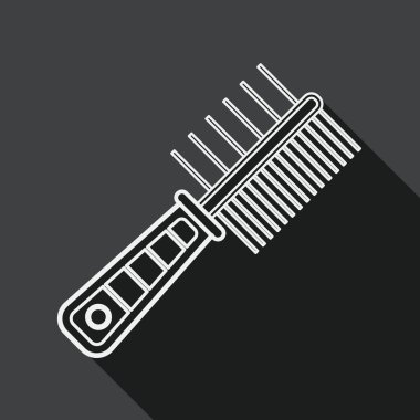 Evde beslenen hayvan köpek fırça düz simgesi ile uzun gölge, satırı simgesi