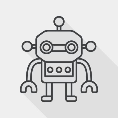 Robot düz simgesi ile uzun gölge, satırı simgesi