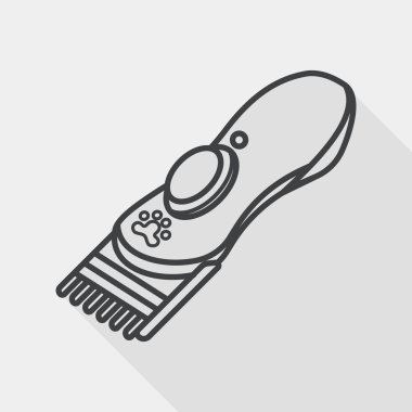 Evde beslenen hayvan tıraş makinesi düz simgesi ile uzun gölge, satırı simgesi