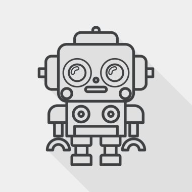Robot kavramı düz simgesi ile uzun gölge, satırı simgesi