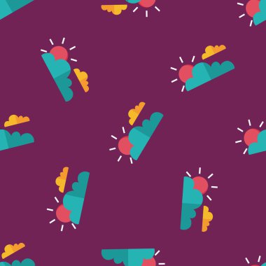 Güneş ve bulut düz simgesi, eps10 Dikişsiz desen arka plan