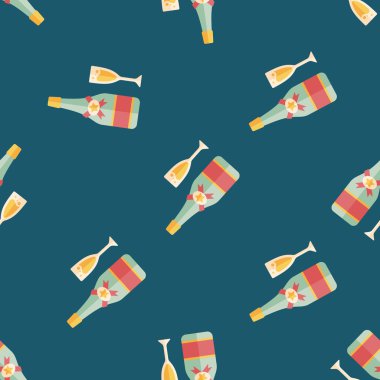 Sevgililer günü şampanya düz simgesi, eps10 Dikişsiz desen arka plan