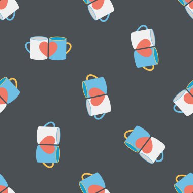 Sevgililer günü Kupası düz simgesi, eps10 Dikişsiz desen arka plan