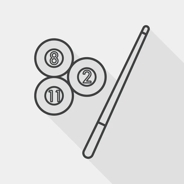 Biljart platte pictogram met lange schaduw, lijn pictogram — Stockvector